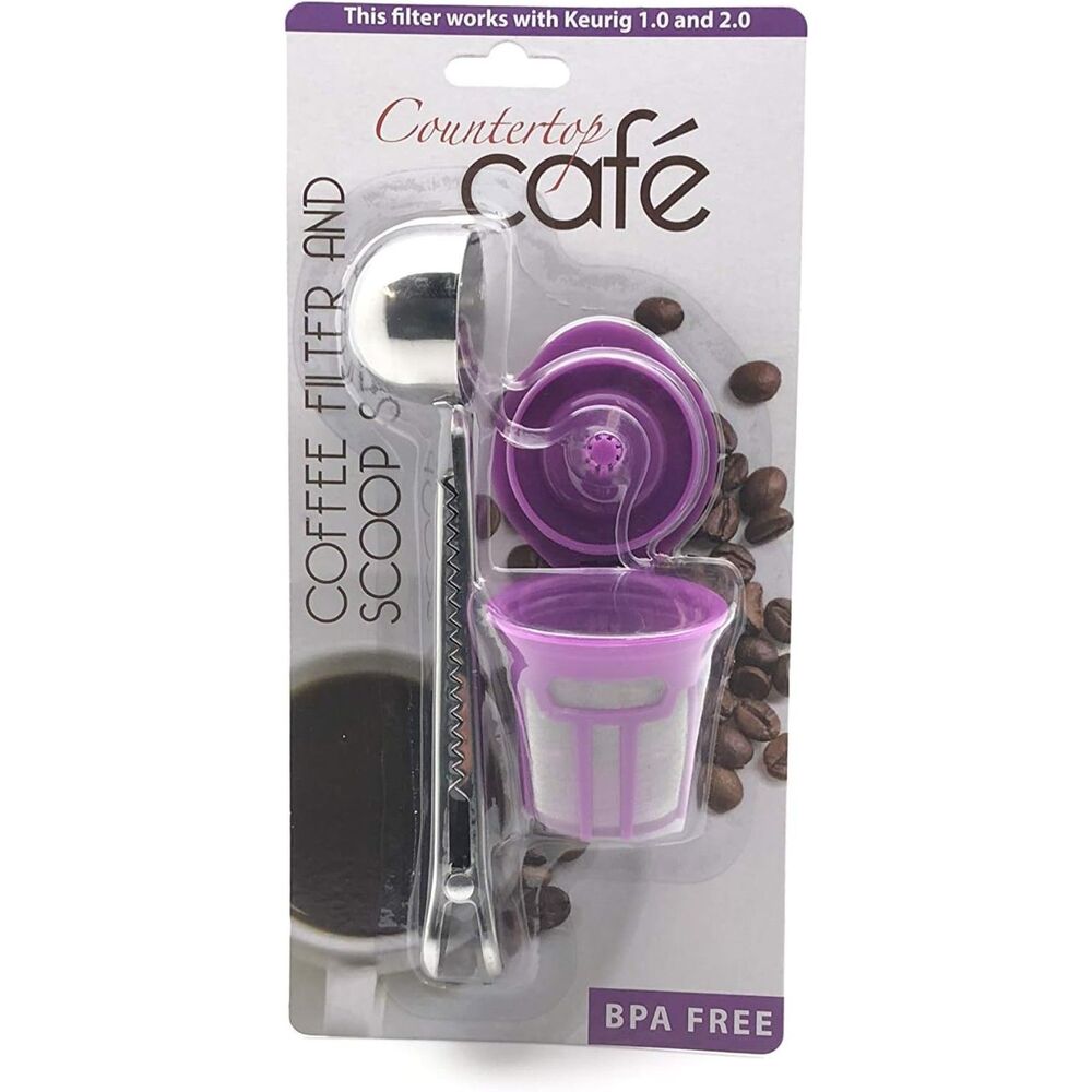 Countertop Cafe Coffe Filter and Scoop Set for Keurig 1.0 and 2.0 - Purple